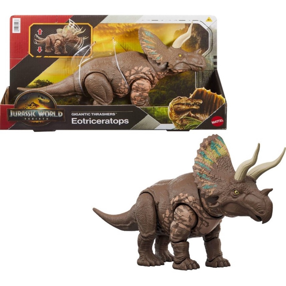 Jurassic World Rebirth Gigantic Thrashers Eotriceratops Dinosaur Figure Toy.